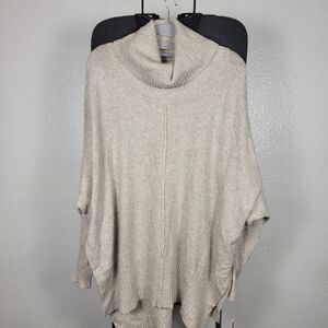 Jessica Simpson Turtleneck Poncho Seam Sweater Pullover Cream Sz S